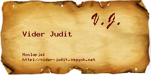 Vider Judit névjegykártya